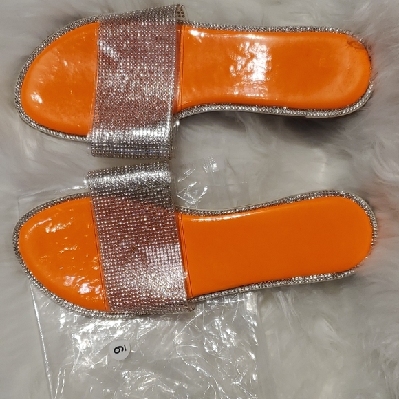 🎉HP🎉 Neon Orange Blingy Slip in Sandal Summer ready NWT - Picture 2 of 8